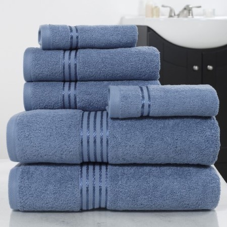 HASTINGS HOME Hastings Home 100 Percent Cotton Hotel 6 Piece Towel Set - Light Blue 503392EVU
